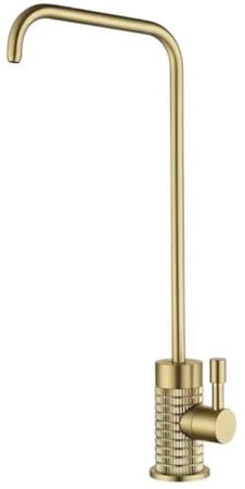 Cold Water Only Kitchen Tap, 360° Swivel, Single Hole Reverse Osmosis Tap, Brass Drinking Water Tap with Push Lever,Brushed Gold