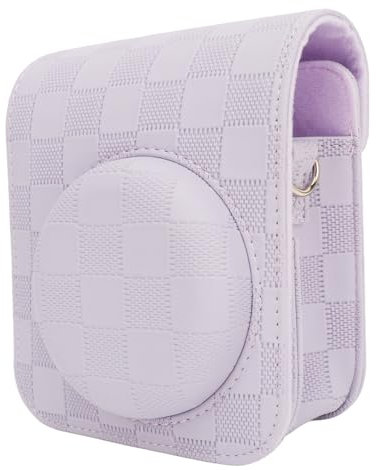 Luqeeg Instant Mini 12 Camera Protective Case, Portable Travel Camera Storage Cover Bag with Adjustable Shoulder Strap, Vintage Protective Case for Mini 12 (Purple)