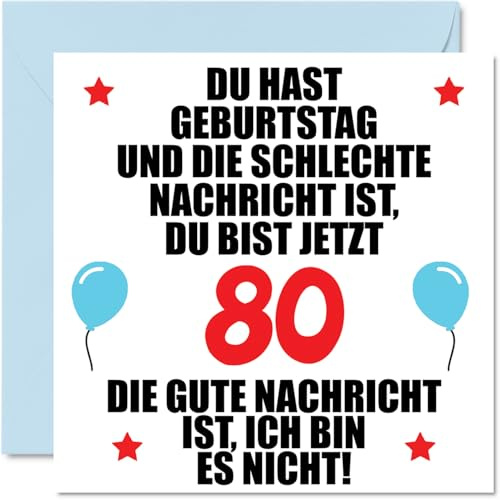 Stuff4 80. Geburtstagskarte Lustig für Frau Mann Sie Ihn