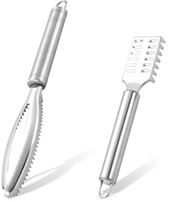 GOIYZTTR 2 Paquetes Escamador de Pescado Acero Inoxidable Escamas Pescado Removedor con Mango para una Eliminación de Piel de Escamas de Pescado más Rápida y Fácil