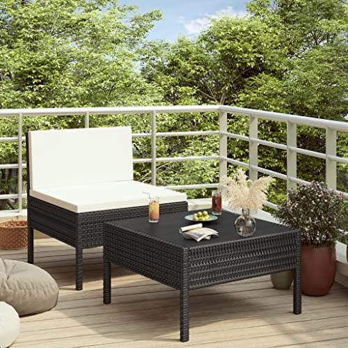 DYRJDJWIDHW europaletten,gartenmöbel Set,palettenkissen,2-TLG. Garten-Lounge-Set mit Auflagen Poly Rattan SchwarzGeeignet für Garten, Swimmingpool, Wohnzimmer, Terrasse
