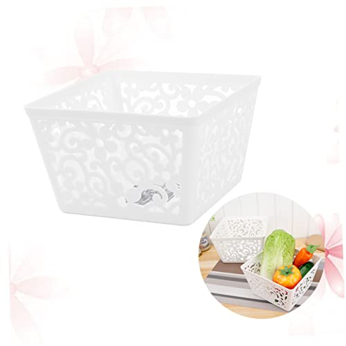Cestini for scatole Portafrutta Scatola portaoggetti in plastica Cestino impilabile Cesto portaoggetti Portafrutta Contenitore portaoggetti rosa da tavolo(White)