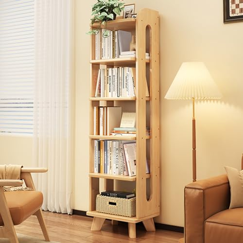 ToeWoe 6 Etagen Hohes Bücherregal Modern Boden Stehend Eck-Bücherregal Offenes Display Regal Regale für Home Office, Wohnzimmer, Schlafzimmer (Color : Wood)