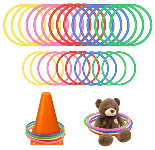 Set di 25 anelli di lancio, 15 cm e 13 cm, in plastica, per anello Toss, gioco in 5 colori, anelli colorati per bambini, anelli di lancio per bambini, per feste favor giochi, carnevale, giardino