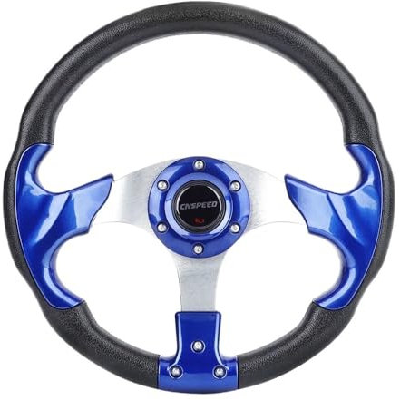 Sportlenkrad Universal 320mm 13 Zoll Stil Sport Lenkrad Aluminiumlegierung Autozubehör Holzlenkrad(Black-Blue)