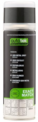 AutoTek Professional Exact Match Car Spray Paint, Nissan Gun Metal Grey Aerosol Spray, 300 ml