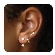 ZHESHY 3 Paar Ohrringe Silber 925/Gold Set Damen 14K Vergoldet Klein Ohrstecker Huggies Creolen mit Zirkonia Perlen Stapelbar Hypoallergene Goldene Stecker Ohrringe Schmuck Für Frauen Mädchen