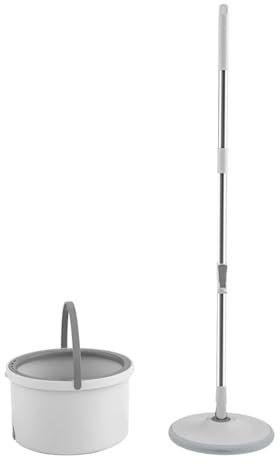 TOTIKI Serpillières Vadrouille Balai À Franges pour Le Nettoyage des Sols Balai À Franges Rond Et Plat avec Seau Panier De Séparation des Eaux Usées pour La Maison Balai à Franges