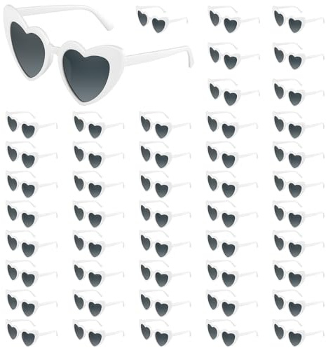 BOUBONI Lot de 6/12/24/48 lunettes de soleil vintage en forme de cœur pour enterrement de vie de jeune fille, fête de mariage