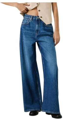 Pepe Jeans UHW JAIMY Jeans de Pierna Ancha para Mujer, Azul (Denim-4A3), 26W/32L, Azul (denim-4a3), 26W / 32L