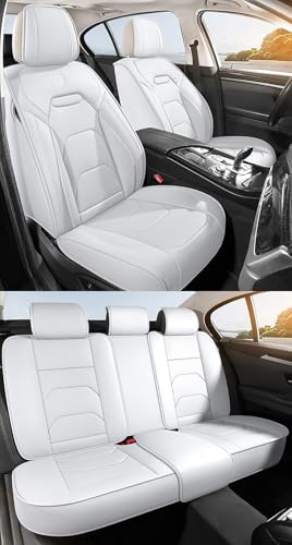NOBQUA Car Seat Covers Premium Waterproof Leather Cushion, Universal Accessories Fit SUV Truck Sedan, Automotive Vehicle Auto Interior Protector Full Set, 5 Seat Front and Rear Car Seat Cover Sets