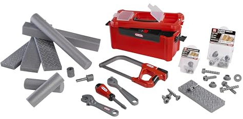 Little Tikes Creative Construction Tool Box Set with 9 Accessories, Pretend Play Construction Set, for Boys and Girls Ages 3+ Years