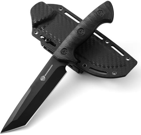 DRACHENADER Coltello da cintura a lama fissa giapponese per esterni con manico in ABS Coltello da sopravvivenza fodero in plastica per uso esterno