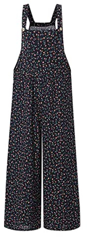 CocMouse Womens Dual Pocket Jumpsuit Loose Summer Rompers Suspender Wide Leg Overalls Boho Adjustable Straps Harem Pants (Navy, M)