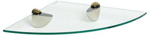 Harbour Housewares Schwebendes Eckregal aus Glas für Badezimmer - 30cm - Klar/Gold - 1x Wandmontage Küche Schlafzimmer Dusche Zimmer Dekor Caddie Handtuch Lagerung Veranstalter Regale mit Klammern