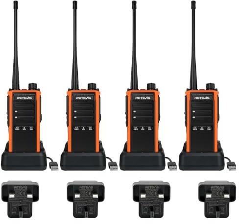 Retevis C65B Long Distance Professional Walkie Talkies for Adults (4 Pack) | for Construction and Logistics, IP67 Waterproof, Type-C Fast Charging, Long Range, VOX, Noise Reduction, 1800mAh Battery