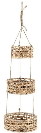 Nixiara Boho Woven Hanging Organiser - 3-Tier Wall Basket for Plant Pot, Wall Mounted Plant Holder Basket for Home Kitchen Organising Indoor Outdoor Plants