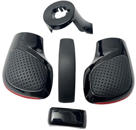 Red Edge Leder mit Loch Schaltknauf Seitenabdeckung mit schwarzen Chromteilen (Set von 5) für VW Golf 6 7 R GTI Passat B7 B8 CC R20 Jetta MK6 GLI Autoteile