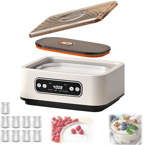 Probiotic Yogurt Maker, Probiotic Yogurt Maker with Temperature Control and 36 Hour Timer, 1.2L Fully Automatic Yogurt Machine, Multi-Function Yogurt Machine for Home Use, (1.6L+9 Glasses)