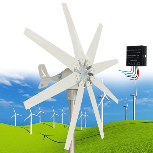 Generatore eolico da 14000 W, kit per turbina eolica, generatore eolico con regolatore MPPT, 8 pale, regolazione automatica della direzione del vento, adatto per terrazze, nautica, camper, barca, 48