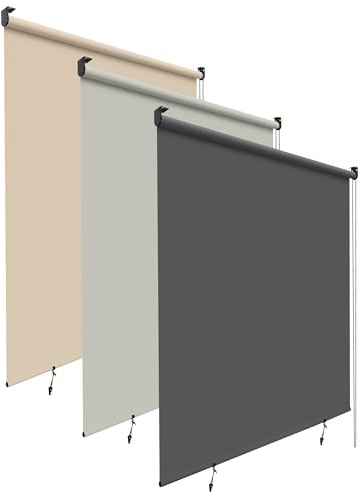 Toldo vertical para exteriores, resistente a la intemperie, para balcón y patio, 100 x 240 cm (ancho x alto), color gris, protección UV y protector contra el viento, elegante persiana enrollable
