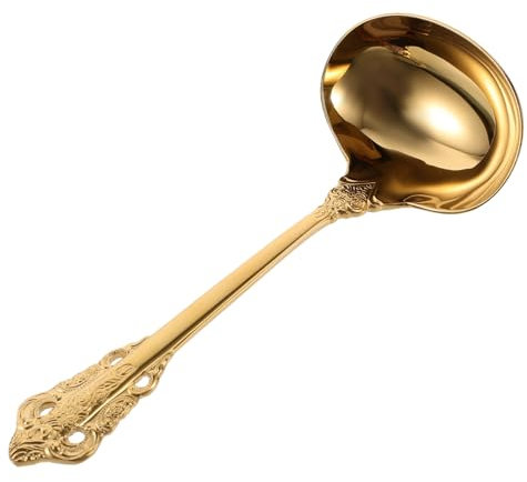 BESTYASH Louche à Soupe Dorée Acier Inoxydable Résistant Cuillère De Service Pour Cuisine Et Table