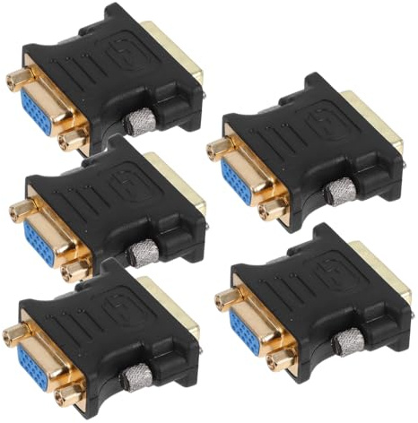KOMBIUDA 5 pezzi Adattatore Dvi Maschio Vga Femmina Convertitore Video HD con Contatti Dorati per Monitor e Proiettori Connessione Stabile Plug And Play per Uso Casa e