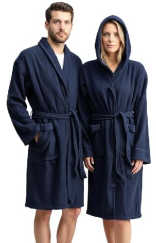 BOSKIMO Albornoz de Baño Unisex con Capucha 100% Algodón OEKO-TEX – Bata para Hombre y Mujer – Rizo Americano – Suave y muy Absorbente