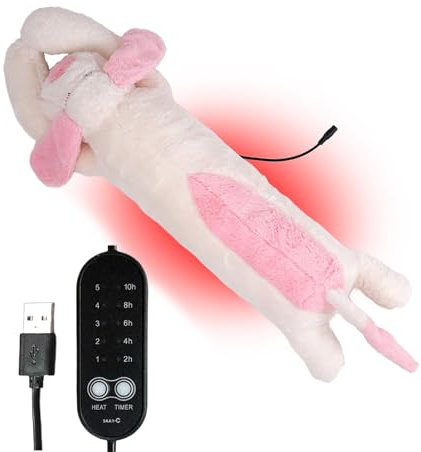 Kuscheltier Wärmekissen - Plüsch-Hund mit Wärmefunktion - USB-Elektrisches Kuscheltier Mit Automatischer Abschaltung & Temperaturregelung,Wärmepad für Schulter Nacken Rücken Bauch Komfort bei