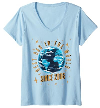 Femme Meilleur Papa du Monde - sans Blague - Papa Depuis 2006 T-Shirt avec Col en V