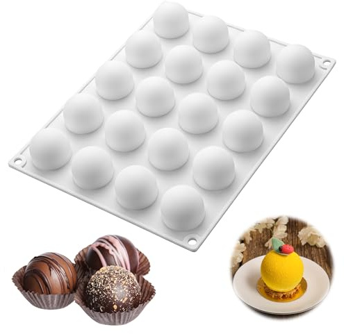 Silikonform Kugel halbkugel, Kugelform Silikon, Antihaft Schokoladenformen | 20 Löcher Ø 32mm Wiederverwendbar Pralinenform Kugeln, Flexible Silikonform Ball, Backform Kugel für Mousse, Gelee, Kuchen