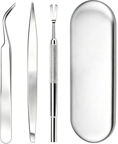 glonest Stainless Steel Tick Remover Tools for Dogs and Cats Professional Tick Removal Tool Kit with Tweezers, Shovel & Storage Box for Humans Pets Safe Tick Treatment Accessories