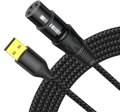 Hsupez XLR to USB Microphone Cable 1.5 m with DAC Audio Adapter, XLR Female to USB Male for Dynamic Microphones, Plug & Play Recording Cable for PC Laptop Streaming Podcast Studio