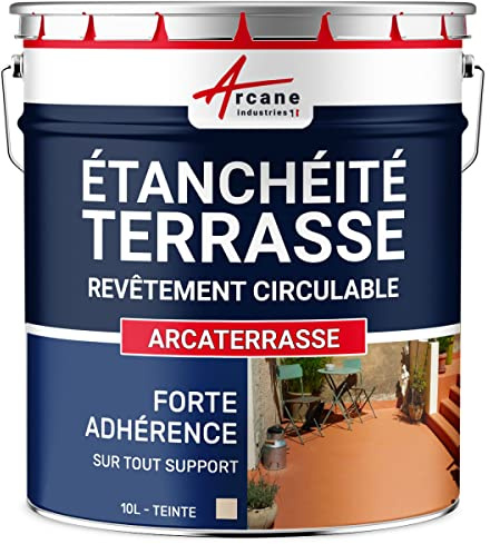 Pittura Resina Impermeabile per Terrazza Esterna 10 L Sabbia | Resina Calpestabile Antiscivolo, Impermeabilizza Terrazze, Balconi, Scale, Calcestruzzo, Legno - Arcane Industries
