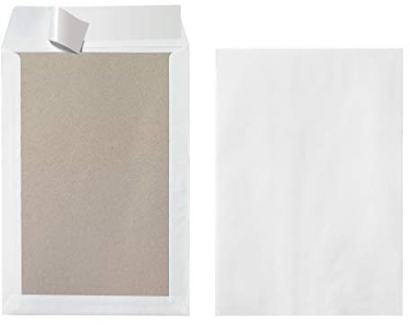 Herlitz 10901049 Versandtasche B4 mit Papprückwand, Haftklebung, weiß (100 Stück)