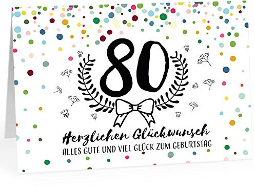 XXL Geburtstagskarte (A4) | Moderner Look 80 | mit Umschlag | Glückwunsch zum 80. Geburtstag | edle und hochwertige Klappkarte | Grußkarte | Maxikarte extra groß