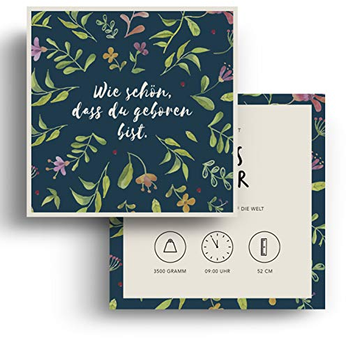 (20 x) Geburtskarten Danksagungskarten Geburt Baby Karte Dankeskarte Blumen Jungen