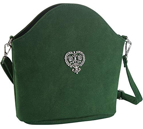 dressforfun Dirndl Tasche, Handtasche Damen mittelgroß, Trachten Mode, Trachtentasche in Wildlederoptik, Damen Tasche, Umhängetasche, Oktoberfest Accessoires, Damen-Schultertaschen