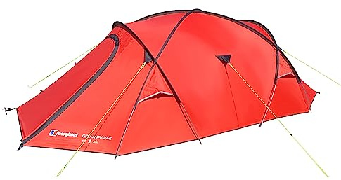 Berghaus Grampian II Tent for Two People for Harsh Weather Conditions, All Seasons, 2 Man, Compact, Lightweight, Easy to Pitch, Backpacking, Festivals, Weekends, Wild Camping, Hiking, 3000mm HH, Red