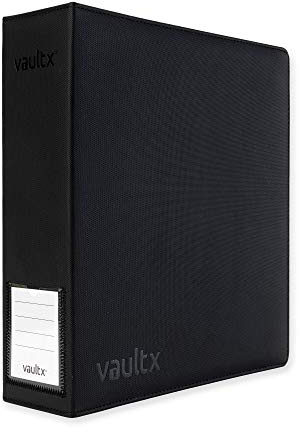 Vault X Archivador de 3 Anillas para Cartas Coleccionables, Compatible con Hojas de 9 Bolsillos, 900 Cartas, Material Exo-Tec, Carpeta con Clip de Anilla D (Negro/Verde Eléctrico, Grande)
