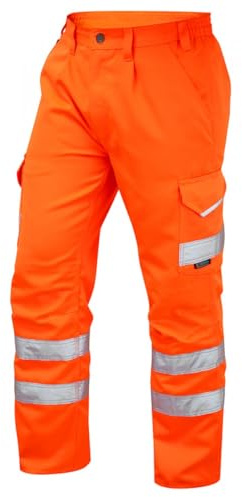 Atomic Workwear Deluxe Hi-Vis lastbyxor med inre knäskyddsficka (midja 30 korta ben, orange)