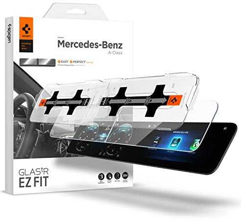 Spigen Glas.tR EZ Fit Hartglas für Mercedes Benz A-Class (2018-2024), GLB (2020-2024), Installationsset im Lieferumfang enthalten, kratzfest, ultraklar, ölabweisende Beschichtung