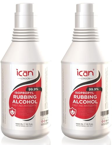 Ican Isopropyl Rubbing Alcohol | Lab Grade 99.9% Rubbing Alcohol | IPA Disinfectant | Household Cleaning Alcohol Uses for Electronics, Glass, Paint, Removing Grease 2 x 1000ml (2 L)