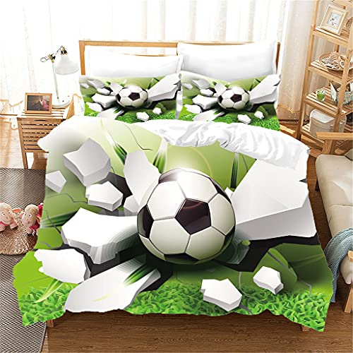 Tomifine Fußball Bettwäsche 135x200 cm Für Fussball Fan Motiv Teenager Kinder Bettwäsche-Set Mikrofaser Bettbezug Set mit Reißverschluss (135x200cm+80 * 80cm*2,d)