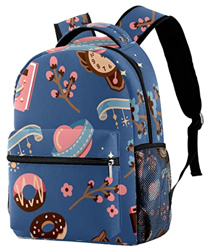 Sac à dos léger et décontracté pour ordinateur portable - Motif donuts et appareil photo, multicolore, Taille unique