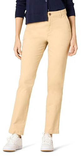 Amazon Essentials Womens High-Rise Slim-Fit Full-Length Straight-Leg Khaki Pant, Tan, 12