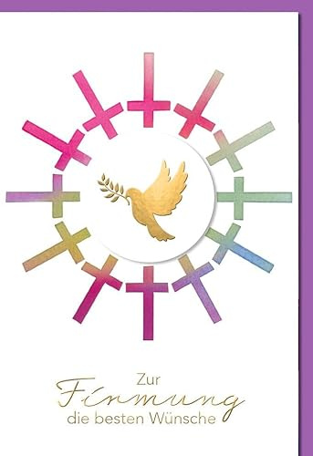 Verlag Dominique Firmungskarte - Spirituelle Grüße mit Taube zur Konfirmation, Segenswünsche für kirchliche Feierlichkeiten - mit Umschlag