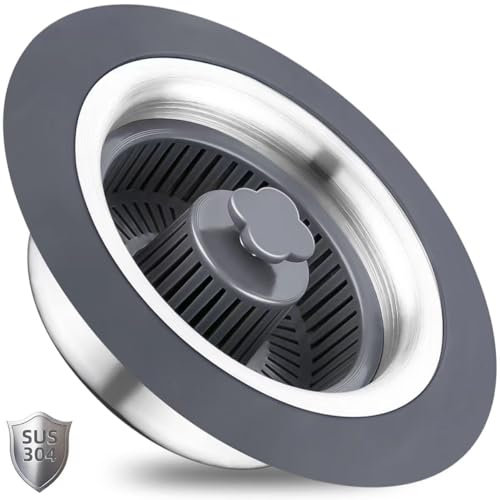 WSYLEN Combo de colador y tapón de Drenaje 3 en 1 para Fregadero de Cocina, tapón de Fregadero de Cocina desplegable de Acero Inoxidable, colador de Drenaje para Drenaje estándar de 3-1/2 Pulgadas