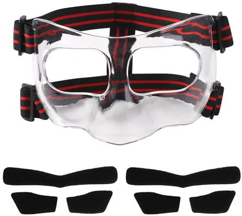 Maske für Gebrochene Nasen, 15x9,5cm Nasenschutz Sport Gesichtsschutz Rot & Schwarz Nasen Gesichtsmaske mit Polsterung Verstellbarer für Basketball Fußball Baseball (Volle Abdeckung)