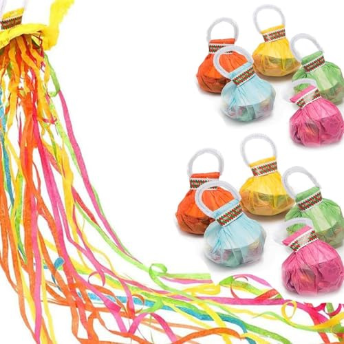Luftschlangen Werfen, Bunte Hand Wurfschlangen 10 Stück, Bombe Konfetti, Konfetti Luftschlangen, Papierstreamer Bänder, Bunte Hand Konfetti, für Geburtstag, Hochzeiten, Weihnachten, Neujahr
